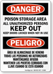 Bilingual Danger Poison Storage Keep Out Sign