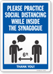 Practice Social Distancing While Inside Synagogue Sign