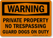 Private Property No Trespassing Warning Sign