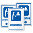 Registration Sign with Hospital Receptionist Symbol
