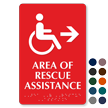 Area Of Rescue Assistance Accessible Symbol Right Arrow Sign