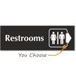 Restrooms Engraved Arrow Sign