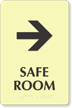 Safe Room Right Arrow Braille Sign