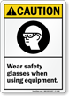 Caution (ANSI): Wear Safety Glasses Sign