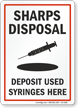 Sharps Disposal Deposit Used Syringes Here Safety Sign
