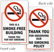This is Smoke Free Building, Thank You Sign