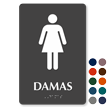 Damas Spanish Braille Restroom Sign with Female Pictogram