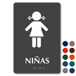 Ninas Spanish Braille Restroom Sign with Girl Pictogram
