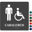 Caballeros TactileTouch Braille Spanish Restroom Sign