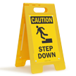 Step Down Caution Free Standing Floor Sign