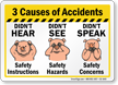 Causes Of Accidents Safety Reminder Sign