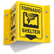 Tornado Shelter Down Arrow Projecting Sign