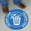 Trash Can, Circle Floor Sign