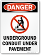 Danger Underground Conduit   Danger Sign