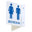 2 Sided Projecting Unisex Restroom Sign 