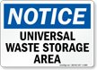 Universal Waste Storage Area Notice Sign