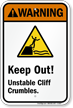 Keep Out! Unstable Cliff Crumbles Sign