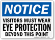 Notice Visitors Must Wear Eye Protection Sign
