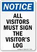 All Visitors Must Sign The Log Notice Sign