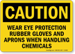 Caution Protection Rubber Gloves Aprons Sign