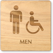 Men And Accessible Symbol Wooden Restroom Sign