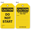 Caution Do Not Start 2 Sided Tag
