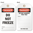 Danger Do Not Freeze Double-Sided Tag