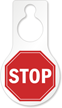 STOP Pear Shaped Plastic Door Knob Hanger Tag