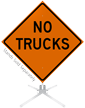 No Trucks Roll Up Sign
