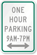 One Hour Parking Custom Times Road Traffic Sign