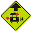 School Bus Stop Ahead - Traffic Sign