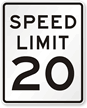 Speed Limit 20 For Regulatory Traffic Sign