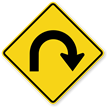 Hairpin Right Curve Symbol   Sharp Turn Sign