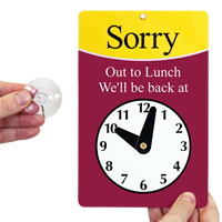 Sorry Out To Lunch Be Back Clock Signs