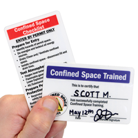 2 - Sided Confined Space Trained Self Laminating Certification Wallet Card