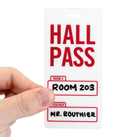 Hall Pass With Red Color For School