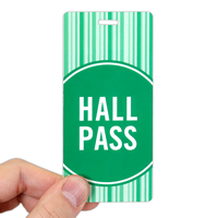 Hall Pass Green Colored Stripes Design Tags