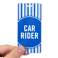 Car Rider Pass Backpack Tags, Blue Stripes Design