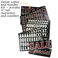 kit includes a mixture of 4” letters and 8" headlines and 8" numbers