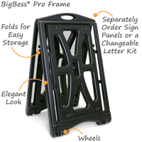Portable sidewalk sign frame