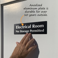 Electrical Room No Storage Permitted made from durable anodized aluminum
