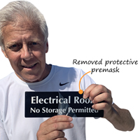 Electrical Room No Storage Permitted with protective premask