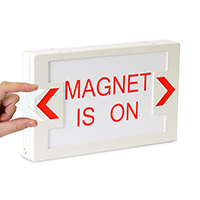 Magnet is On - Red Lettering,LED Exit Sign