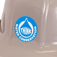 Hard hat sticker with "Think" label