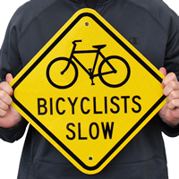 Bicyclists Slow (With Graphic) Signs
