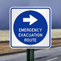 Emergency Evacuation Route Arrow Sign