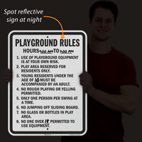Sign for Playground Rules and Operational Hours