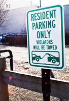 Resident Parking Only Towing Sign