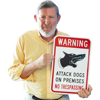 Warning Attack Dogs No Trespassing Signs
