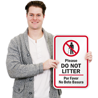 Bilingual Do Not Litter Signs
